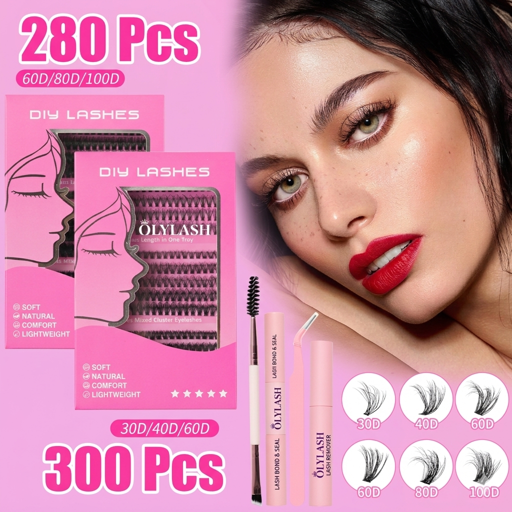 OLYLASH DIY Cluster Lashes | 300 Pcs Mega Volume Kit